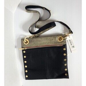 Hammitt Montana Reversible Pewter Black Leather Large Crossbody Shoulder Handbag
